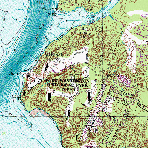 Topographic Map of Fort Washington Park, MD