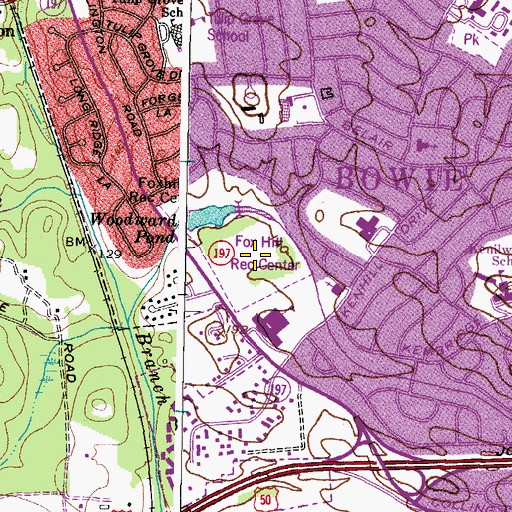 Topographic Map of Fox Hill Recreation Center, MD