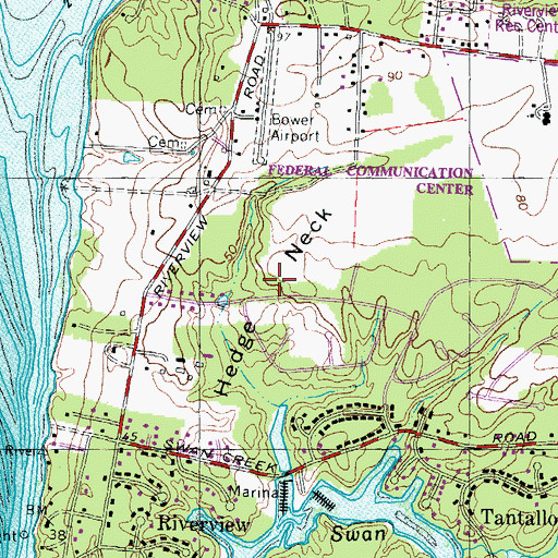 Topographic Map of Hedge Neck, MD