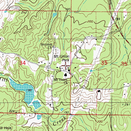 Topographic Map of Mount Union Park, AR