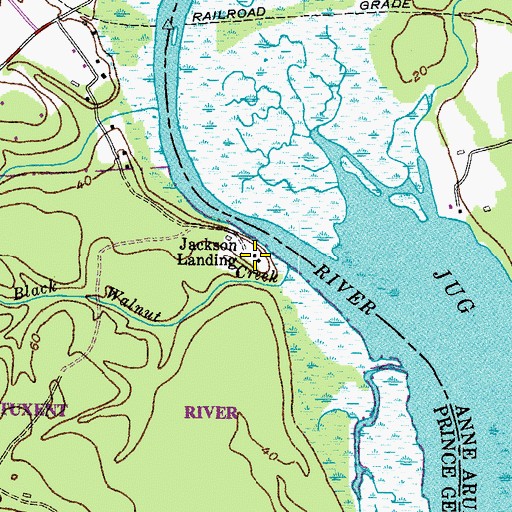 Topographic Map of Jackson Landing, MD