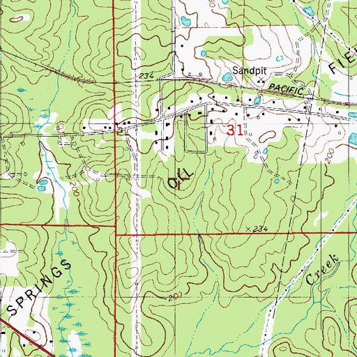 Topographic Map of Nick Springs Oil Field, AR