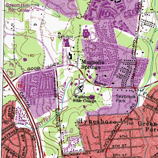 Topographic Map of Magnolia Spring, MD