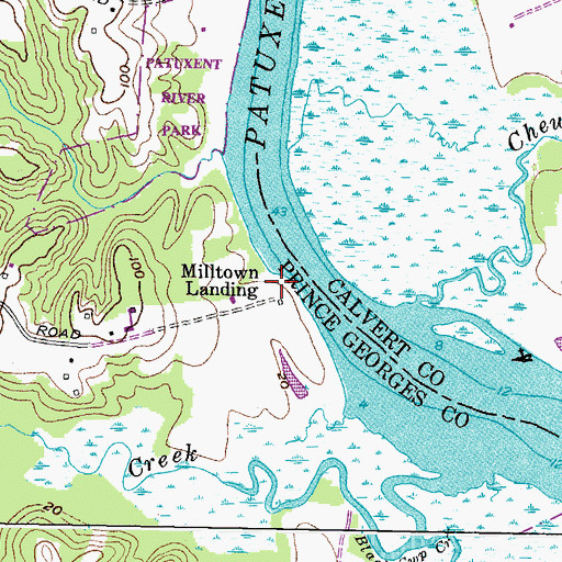 Topographic Map of Milltown Landing, MD