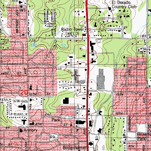Topographic Map of Northwest Village Shopping Center, AR