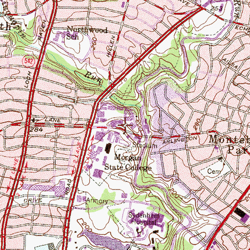Topographic Map of Morgan State University, MD