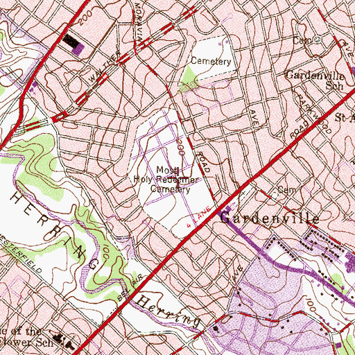 Topographic Map of Most Holy Redeemer Cemetery, MD