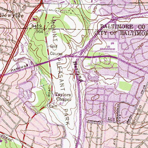 Topographic Map of Mount Pleasant Park, MD