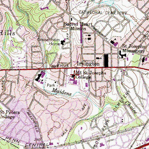 Topographic Map of Mount Saint Josephs College, MD