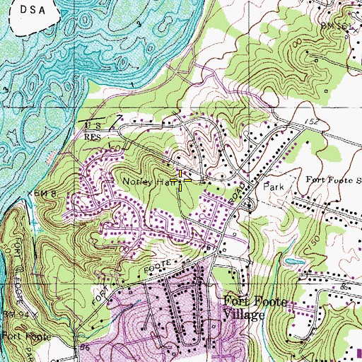 Topographic Map of Notley Hall, MD