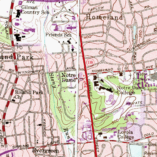 Topographic Map of Notre Dame, MD