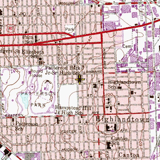 Topographic Map of Hampstead Hill Middle School, MD