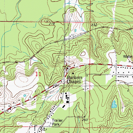 Topographic Map of Parkers Chapel United Methodist Church, AR