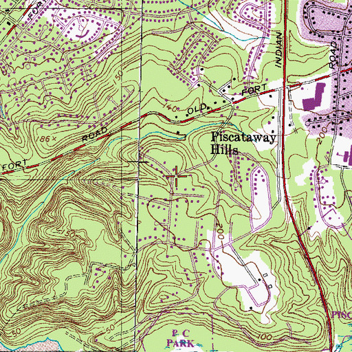 Topographic Map of Piscataway Hills, MD