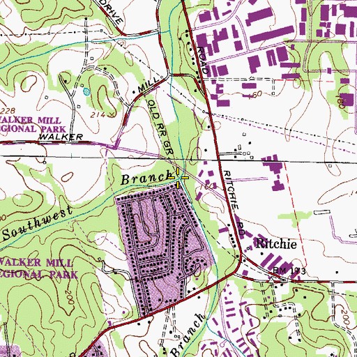 Topographic Map of Ritchie Branch, MD