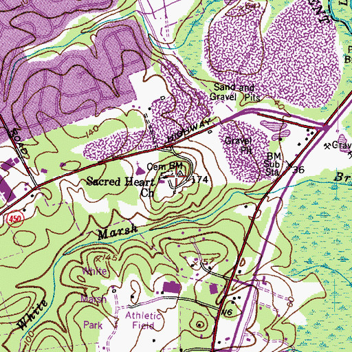Topographic Map of Sacred Heart Church, MD