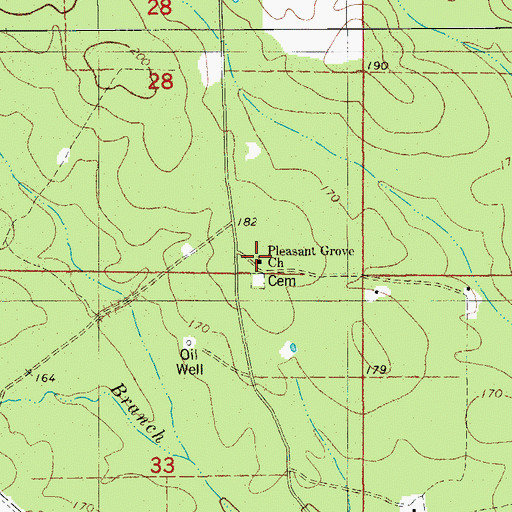 Topographic Map of Pleasant Grove Methodist Church, AR