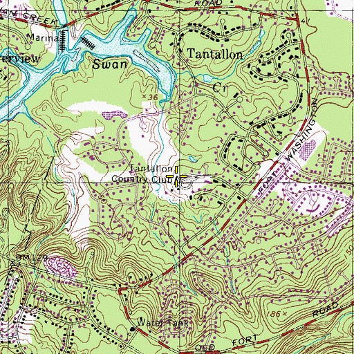 Topographic Map of Tantallon Country Club, MD