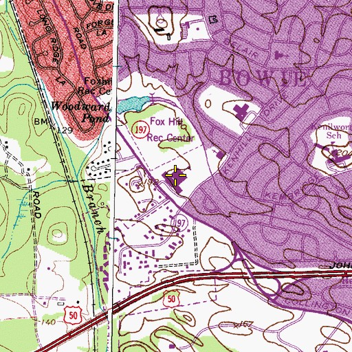Topographic Map of Benjamin Tasker Middle School, MD