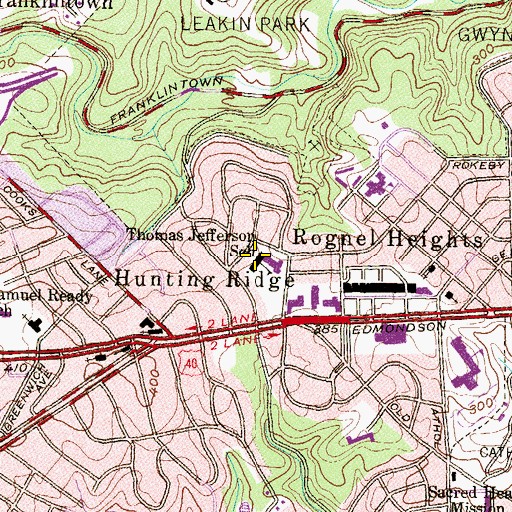 Topographic Map of Thomas Jefferson Elementary - Middle School, MD