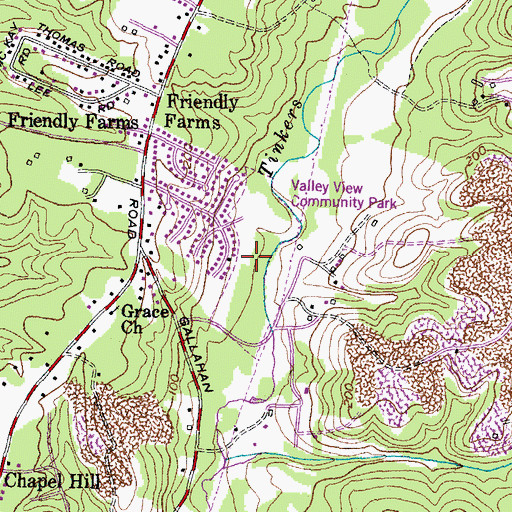 Topographic Map of Tinkers Creek Park, MD