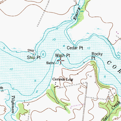 Topographic Map of Wash Point, MD