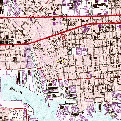 Topographic Map of David E Weglein Elementary School (historical), MD