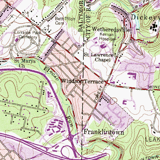 Topographic Map of Windsor Terrace, MD