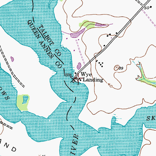 Topographic Map of Wye Landing, MD