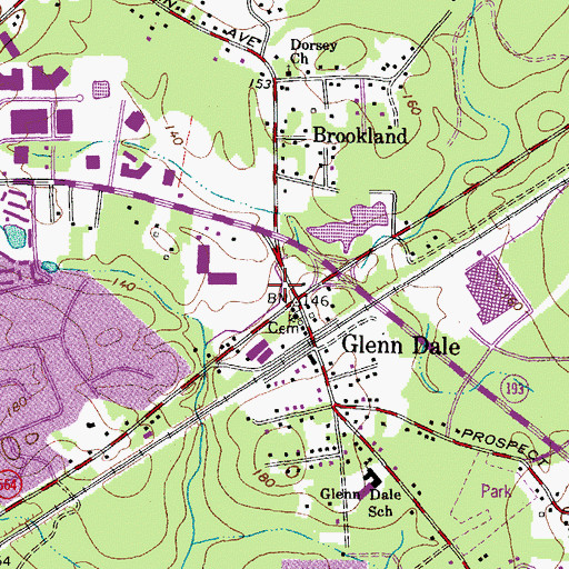 Topographic Map of Glenn Dale, MD
