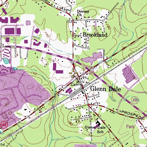Topographic Map of Glenn Dale, MD