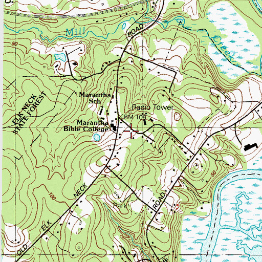 Topographic Map of WOEL-FM (Elkton), MD
