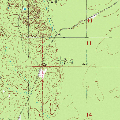 Topographic Map of Spice Pond, AR
