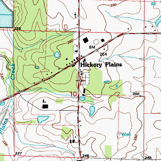 Topographic Map of Hickory Plains Church, AR