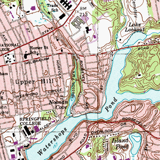 Topographic Map of Wesson Park, MA