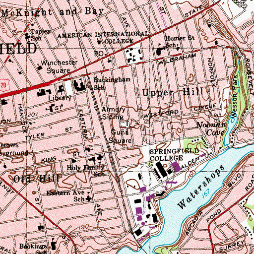 Topographic Map of Gunn Square, MA