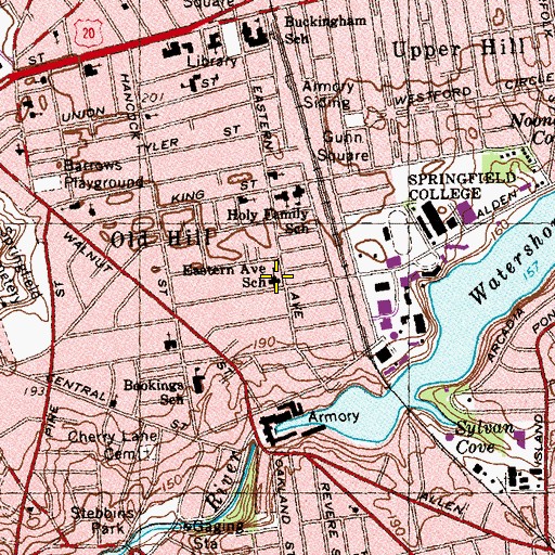 Topographic Map of Bridge Academy/Martin Luther King Academy, MA