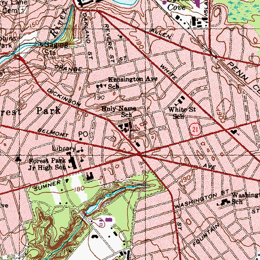 Topographic Map of Holy Name School, MA