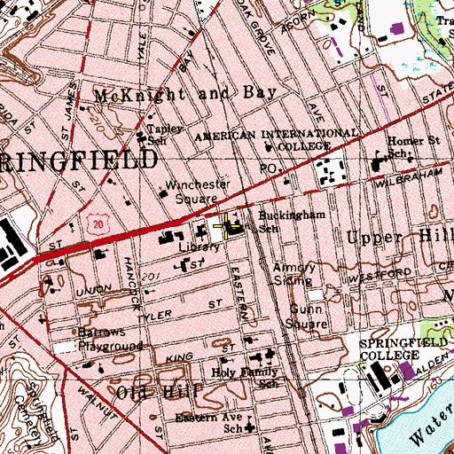 Topographic Map of Buckingham School, MA