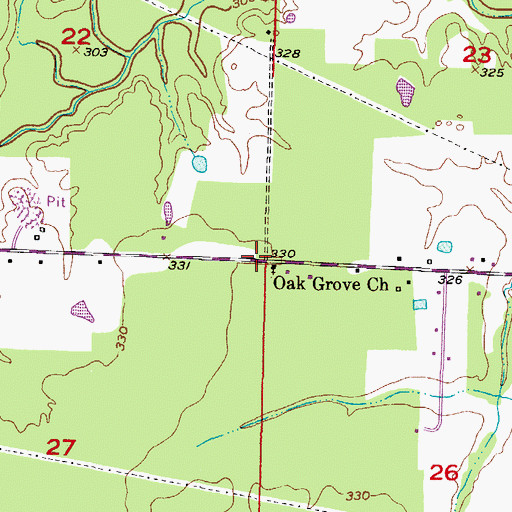 Topographic Map of Oak Grove, AR