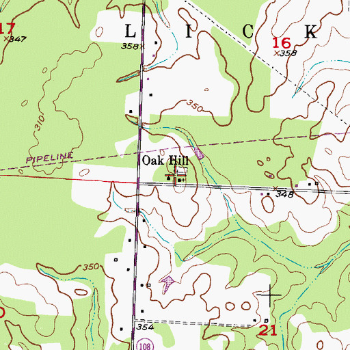Topographic Map of Oak Hill Cumberland Presbyterian Church, AR