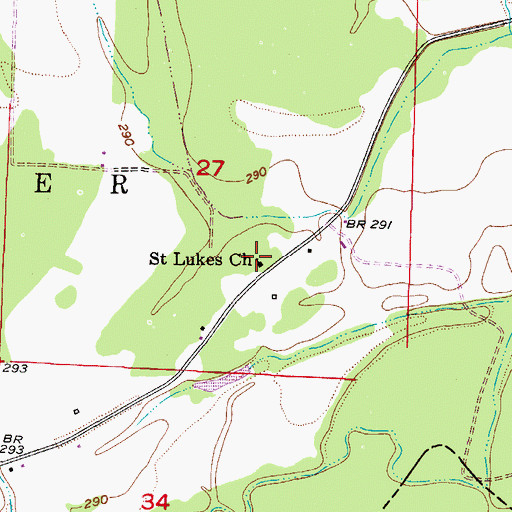 Topographic Map of Saint Lukes Cemetery, AR