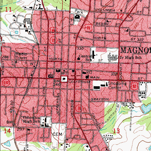 Topographic Map of Asa G Garrett Memorial Library, AR