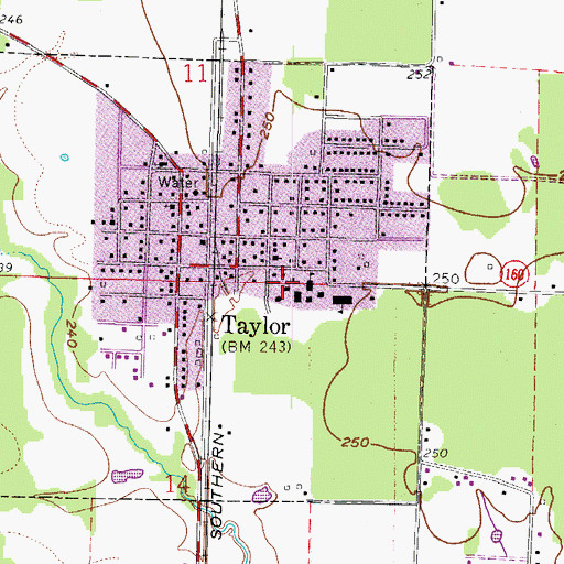 Topographic Map of Taylor Elementary School, AR