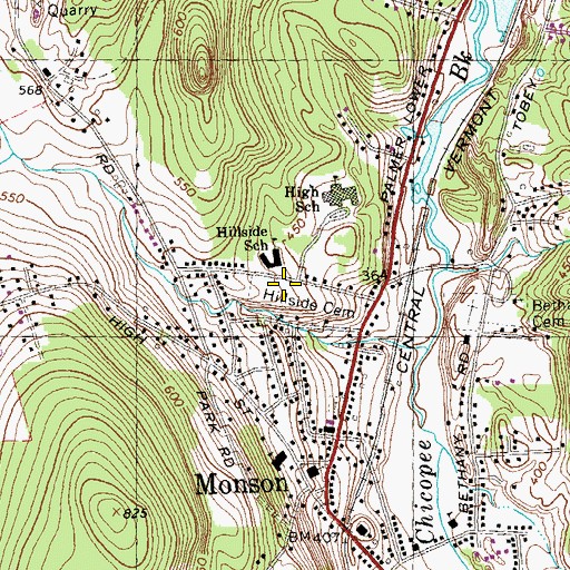 Topographic Map of Hillside Cemetery, MA