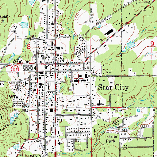 Topographic Map of Star City Elementary School, AR