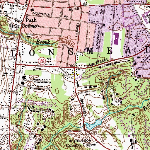 Topographic Map of Trading Post Shopping Center, MA