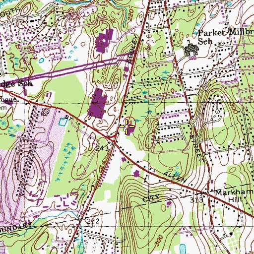 Topographic Map of Springfield Shopping Mall, MA