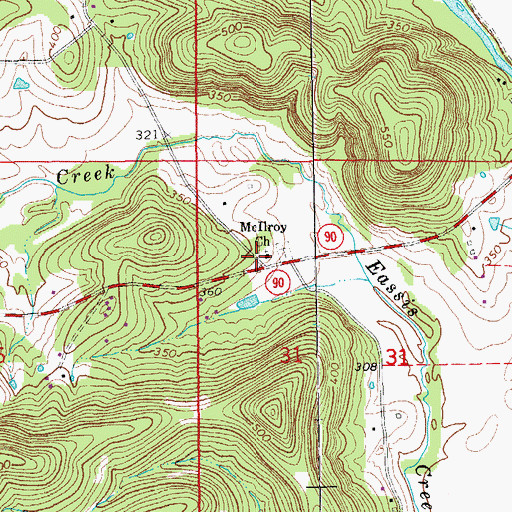 Topographic Map of Elevenpoint, AR