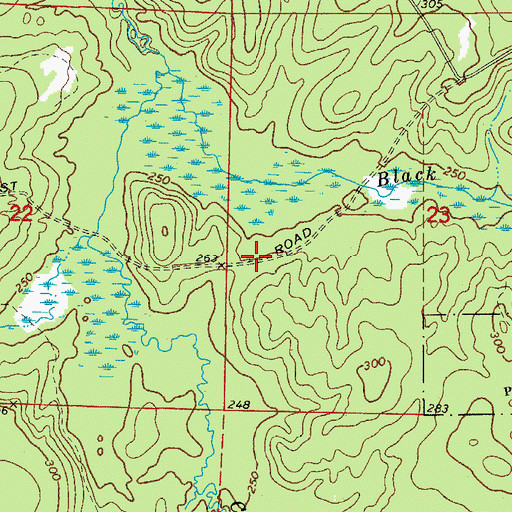 Topographic Map of Caney (historical), AR